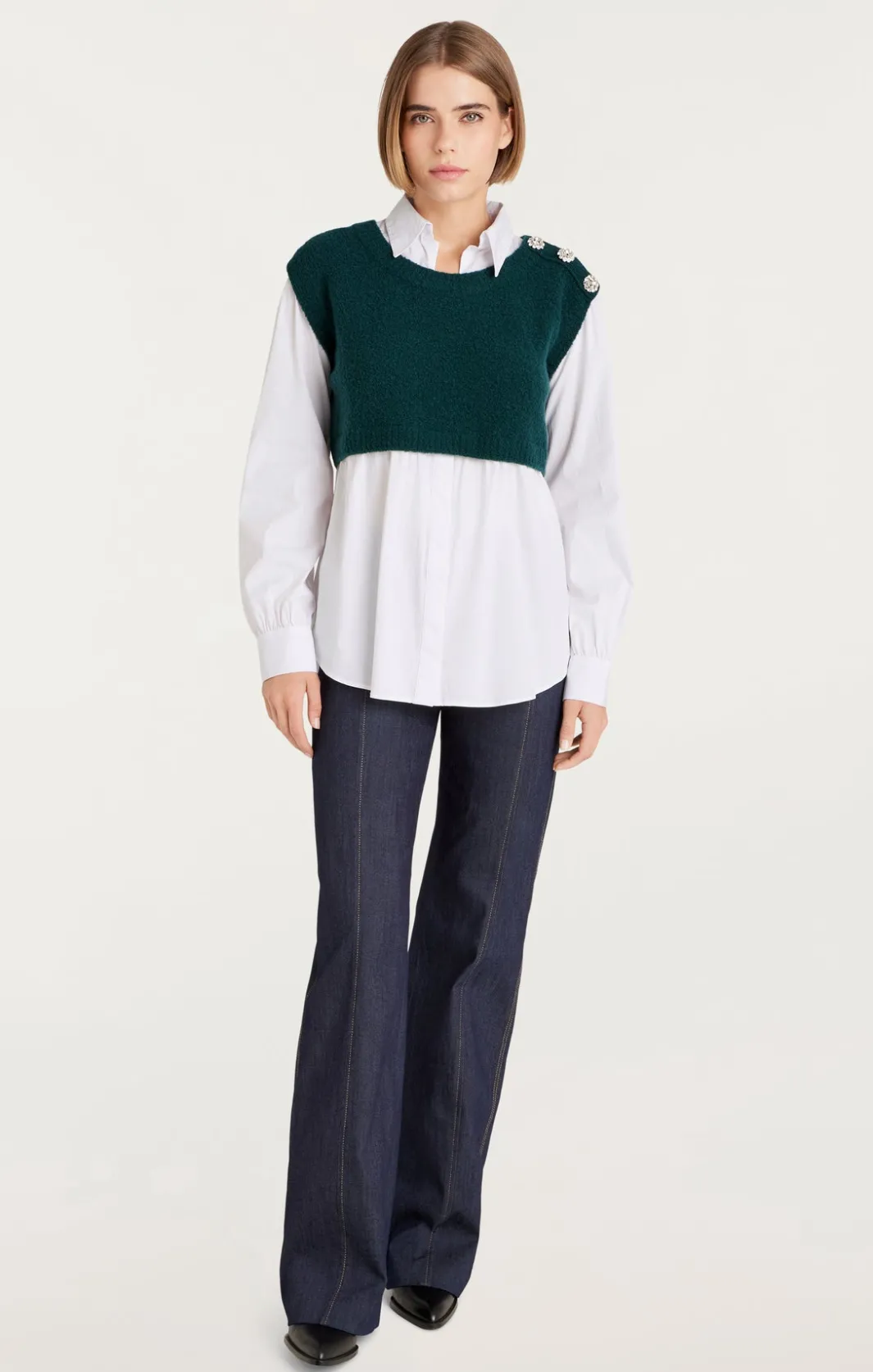 Long Sleeve Tops | Sweaters & Knits<Cinq à Sept Alden Pullover GreenOnyx/White