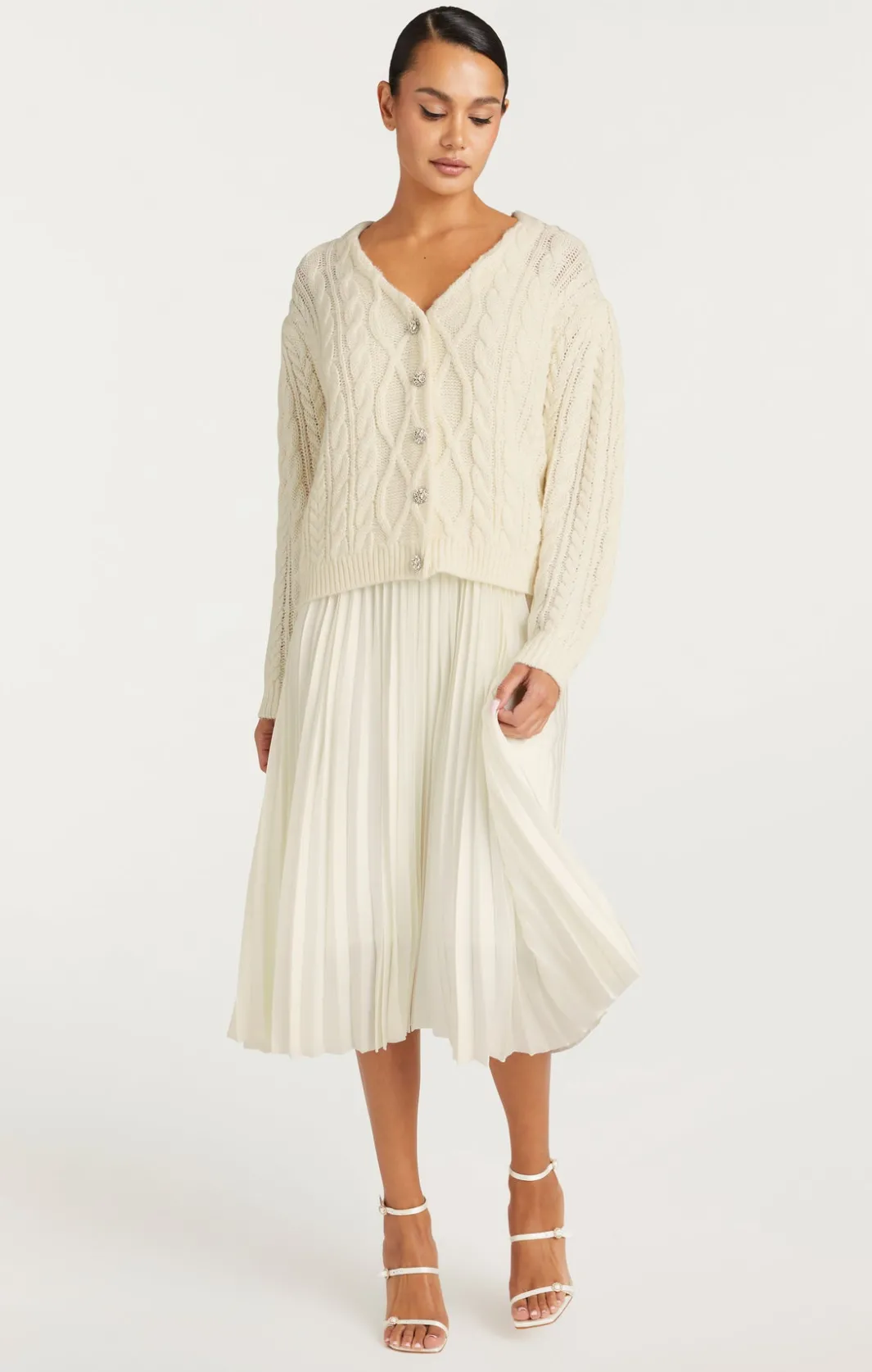 Midi | Sweaters & Knits<Cinq à Sept Amandine Cardigan Dress Ivory