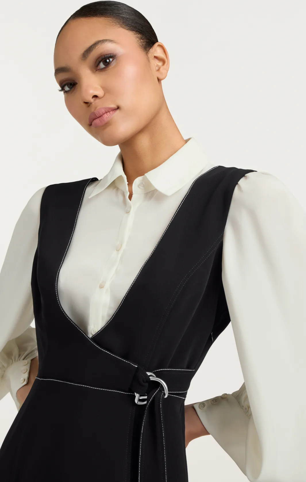 Midi<Cinq à Sept Ambre Dress Black/Ivory