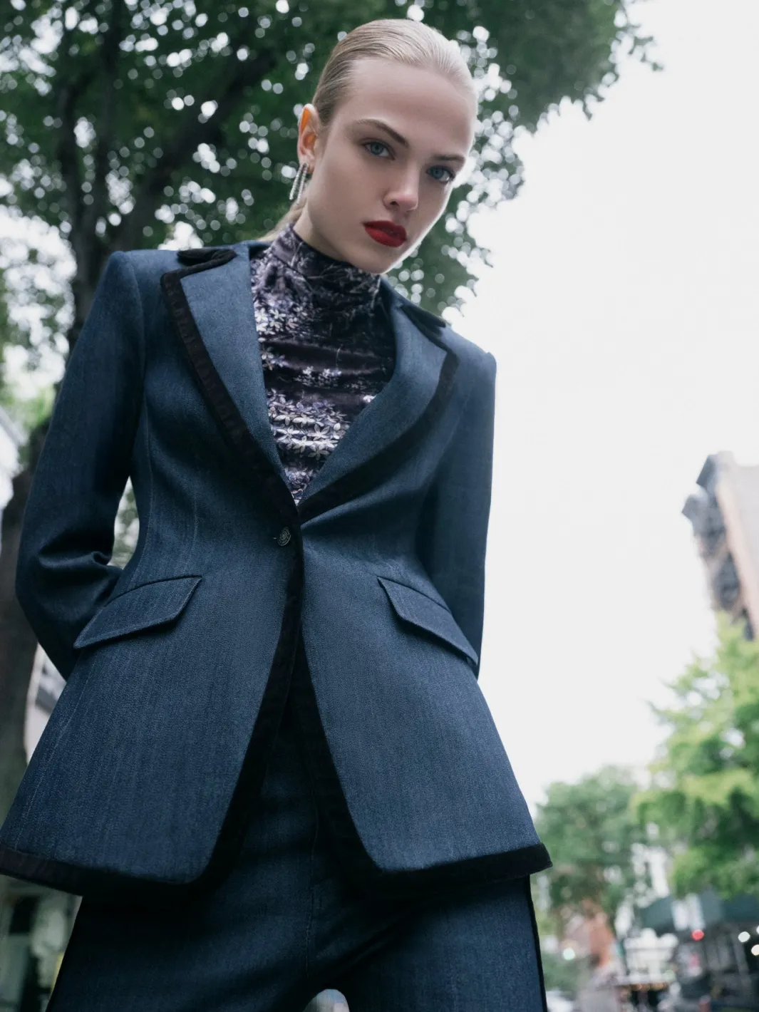 Jackets | Denim<Cinq à Sept Ariane Blazer Indigo/black
