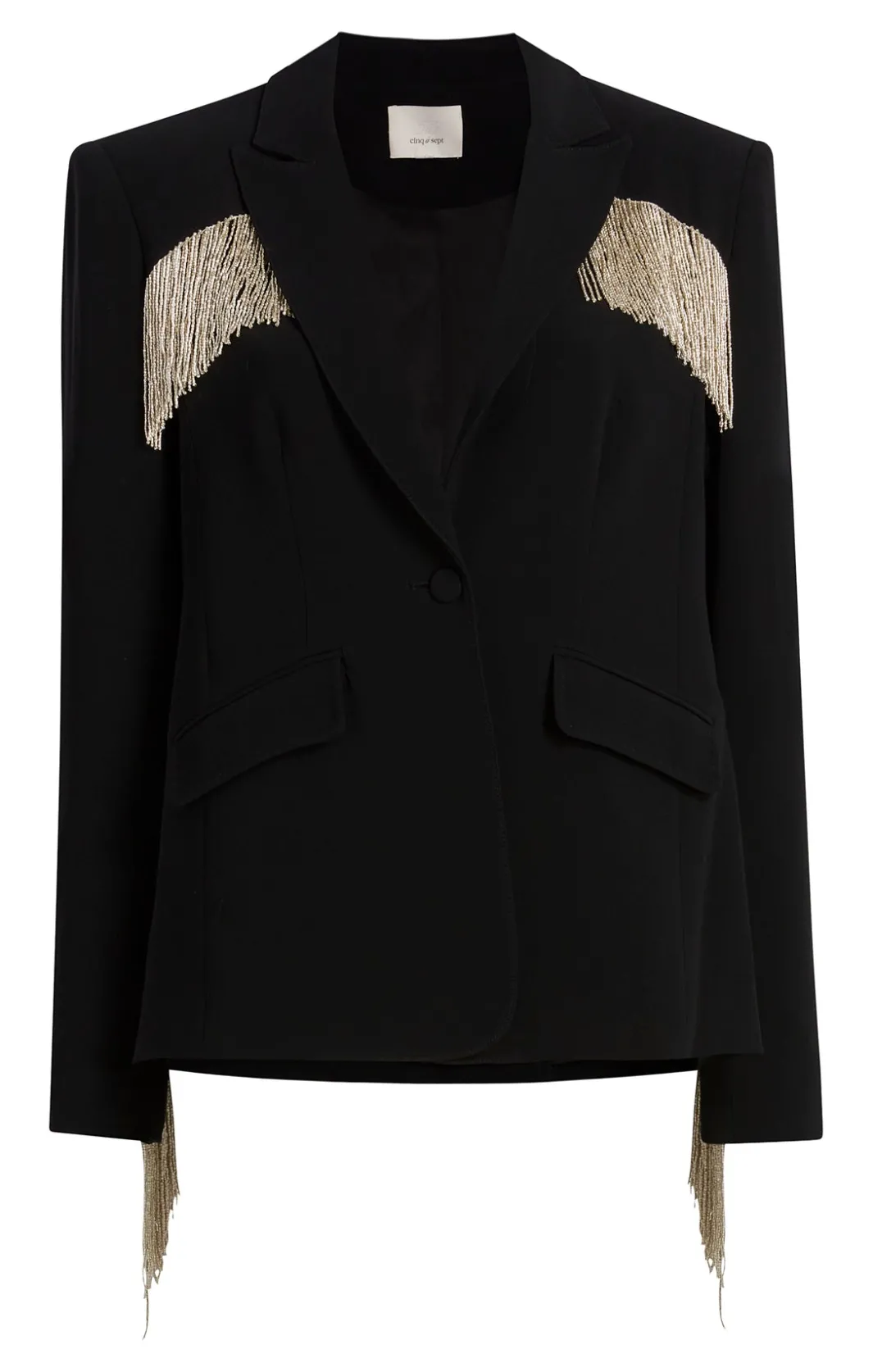 Jackets<Cinq à Sept Beaded Fringe Ira Blazer Black