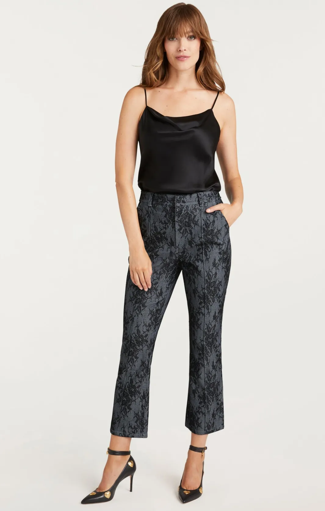 Pants<Cinq à Sept Bonded Lace Cropped Evelyn Pant LightIndigo/Black