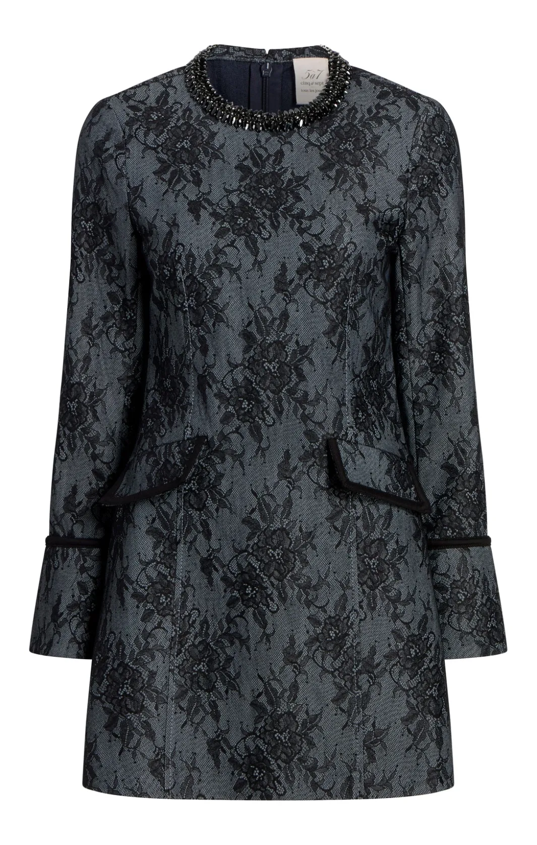 Mini<Cinq à Sept Bonded Lace Reina Dress LightIndigo/Black