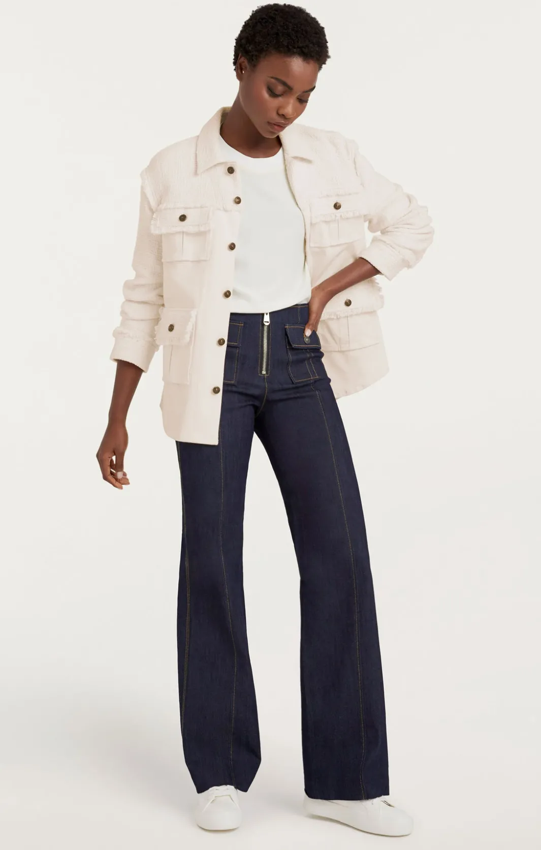 Jackets<Cinq à Sept Boucle Combo Vera Jacket Gardenia