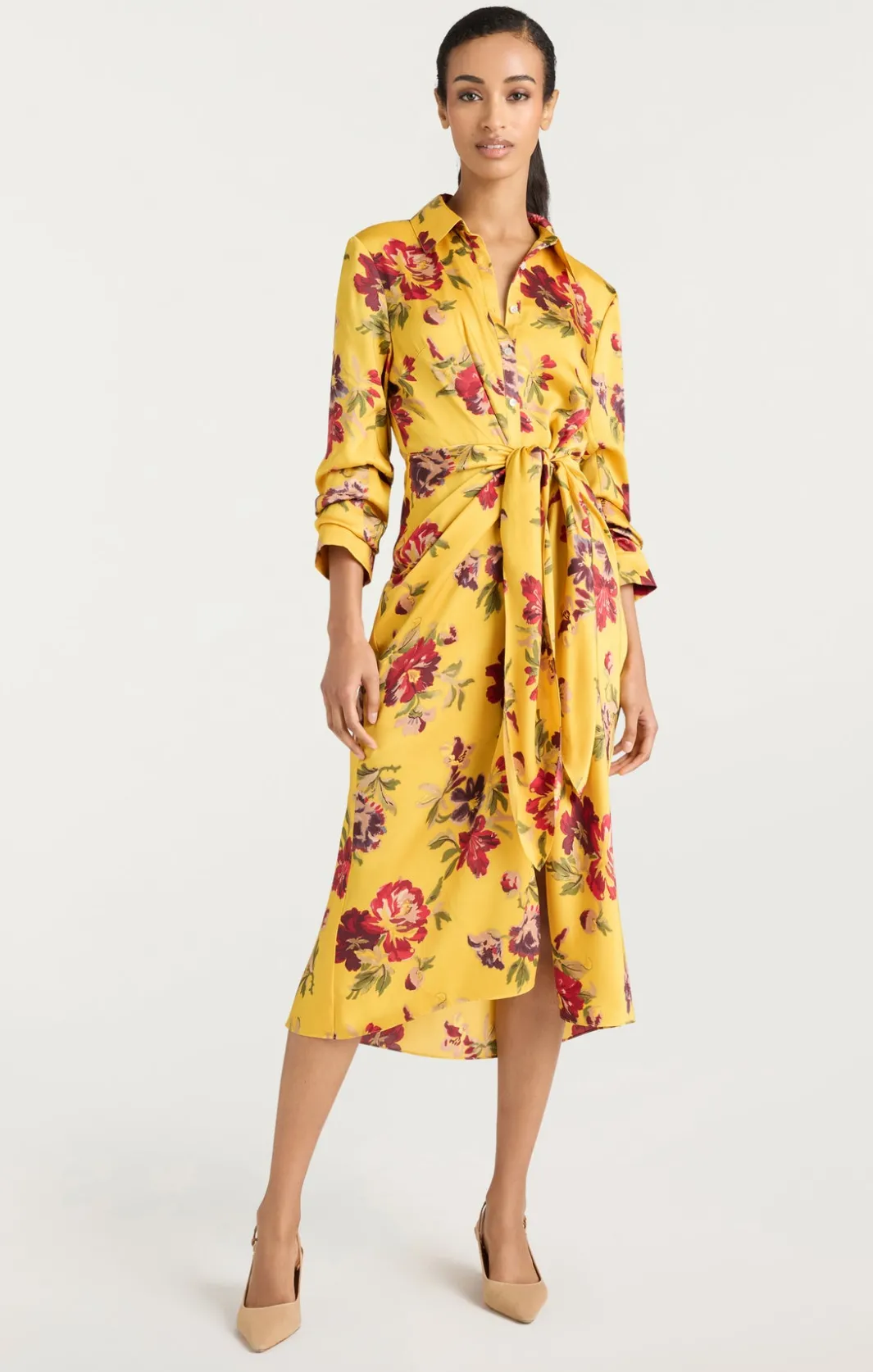 Midi<Cinq à Sept Brigitte Floral Jacey Dress DeepGoldMulti