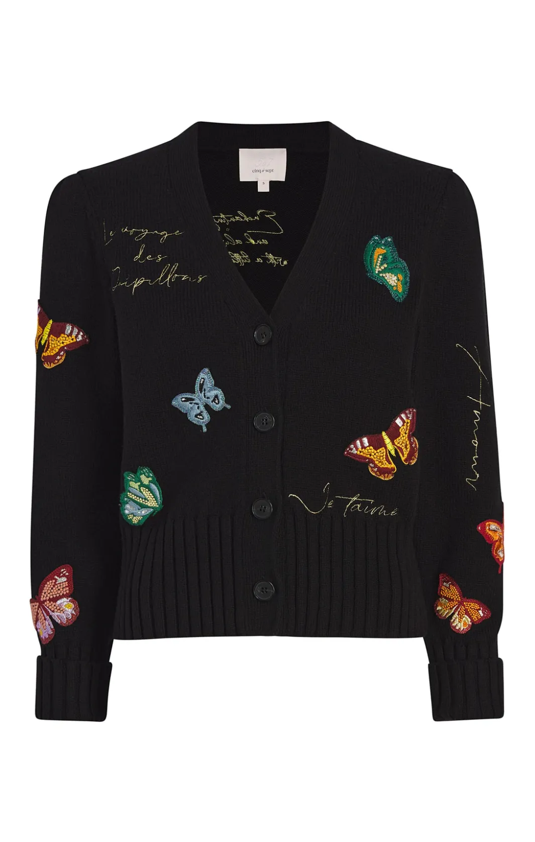 Sweaters & Knits | Sweaters & Knits<Cinq à Sept Butterfly Embellished Morgan Cardigan Black