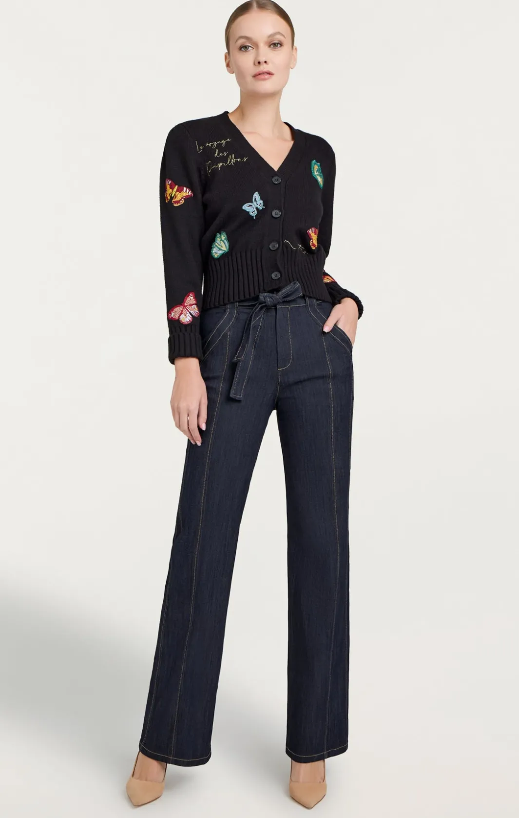 Sweaters & Knits | Sweaters & Knits<Cinq à Sept Butterfly Embellished Morgan Cardigan Black
