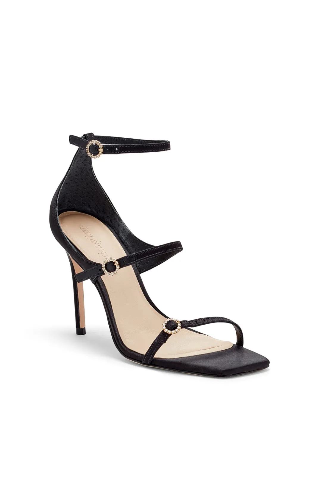 Shoes<Cinq à Sept Celeste Satin Sandal Black