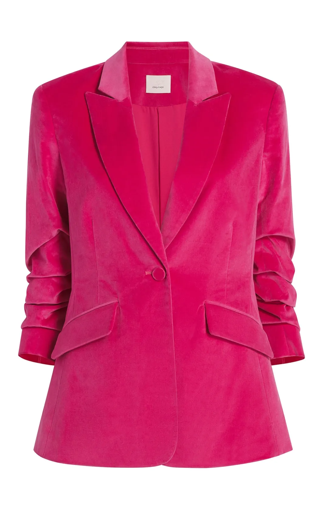 Blazers | Jackets<Cinq à Sept Chenille Velvet Scrunched Cheyenne Blazer PinkDahlia