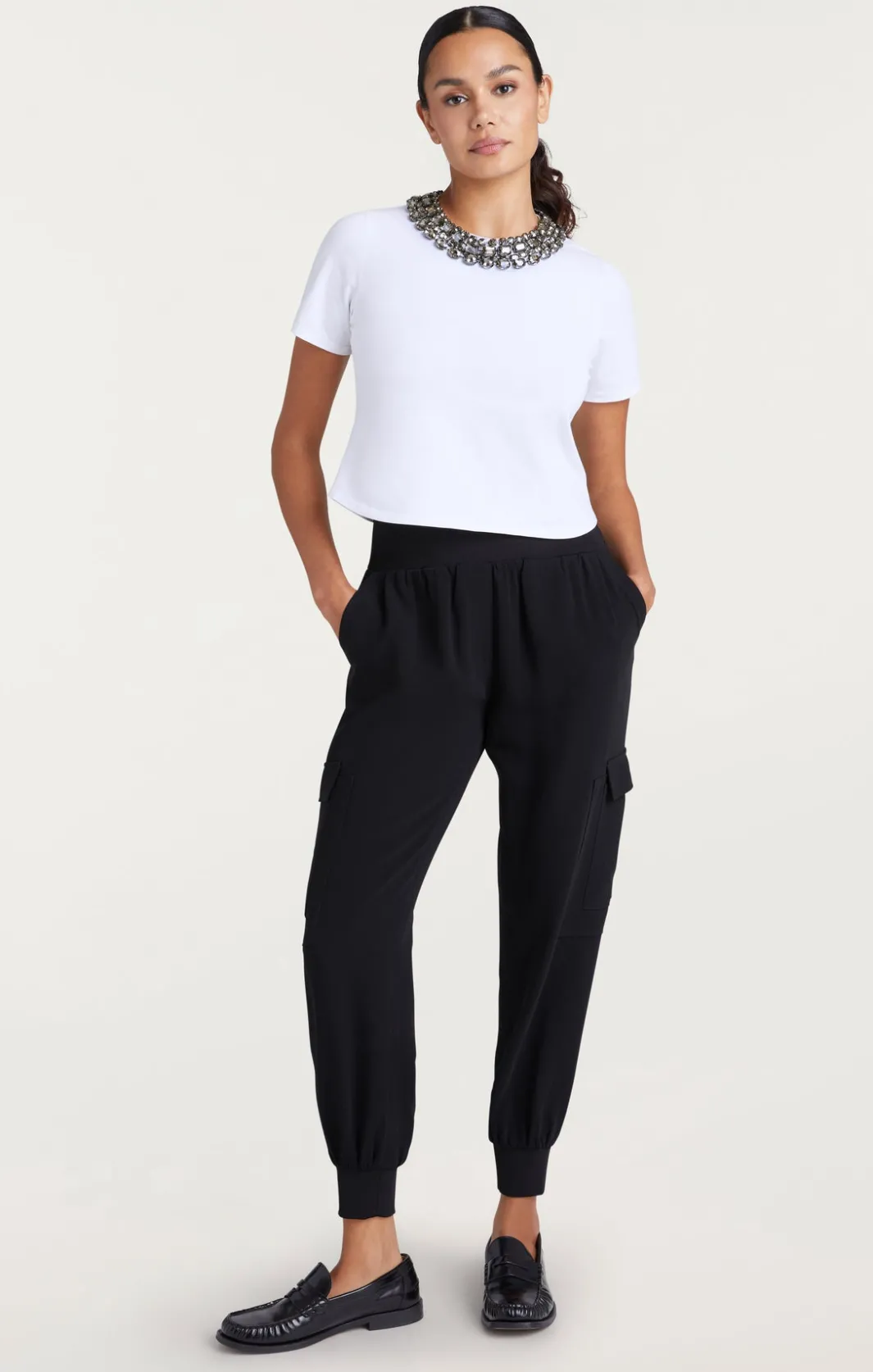 Tees & Pullovers<Cinq à Sept Chunky Necklace Shrunken Tee White