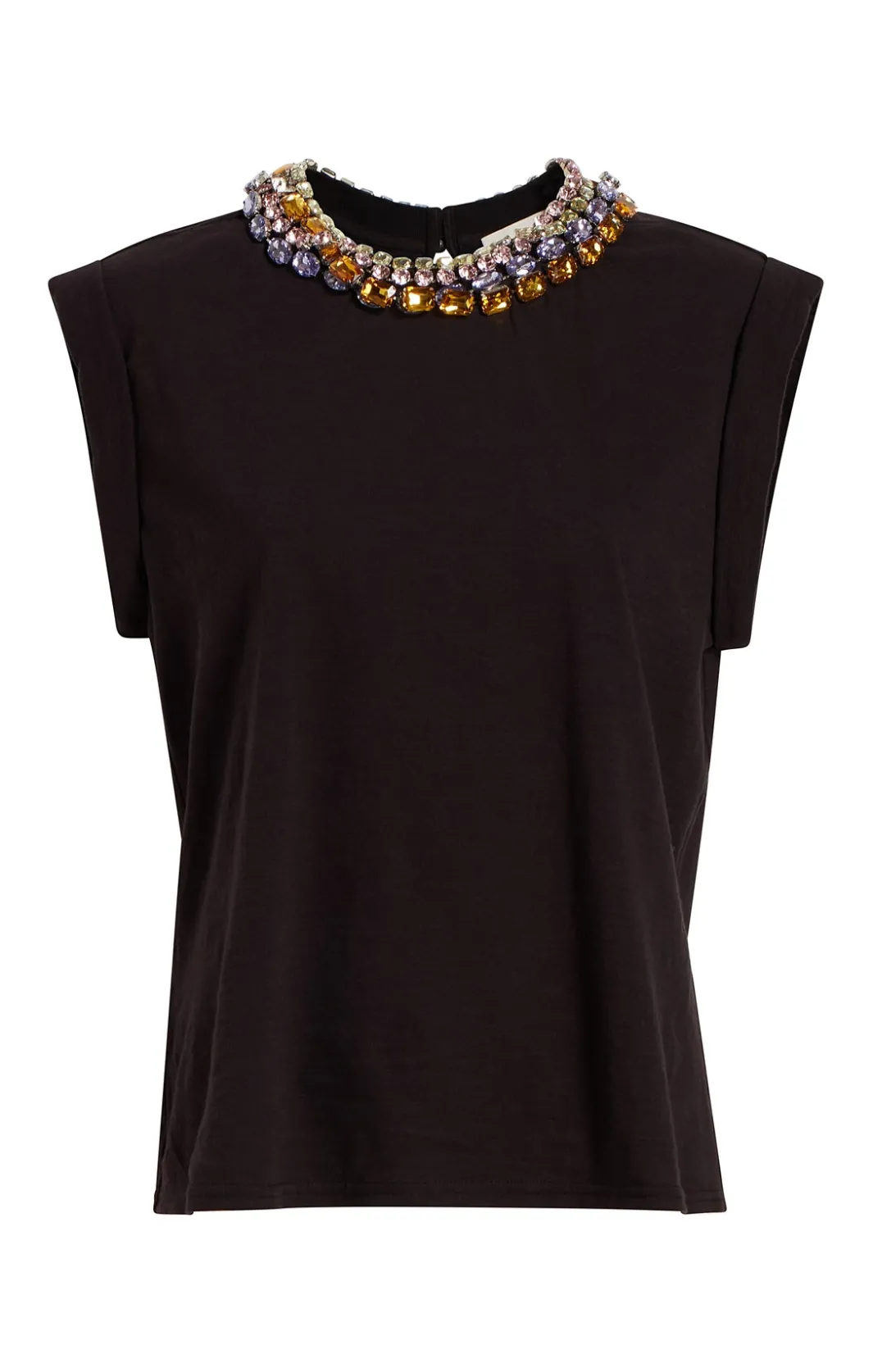 Tees & Pullovers<Cinq à Sept Chunky Rhinestone Embellished Tee Black