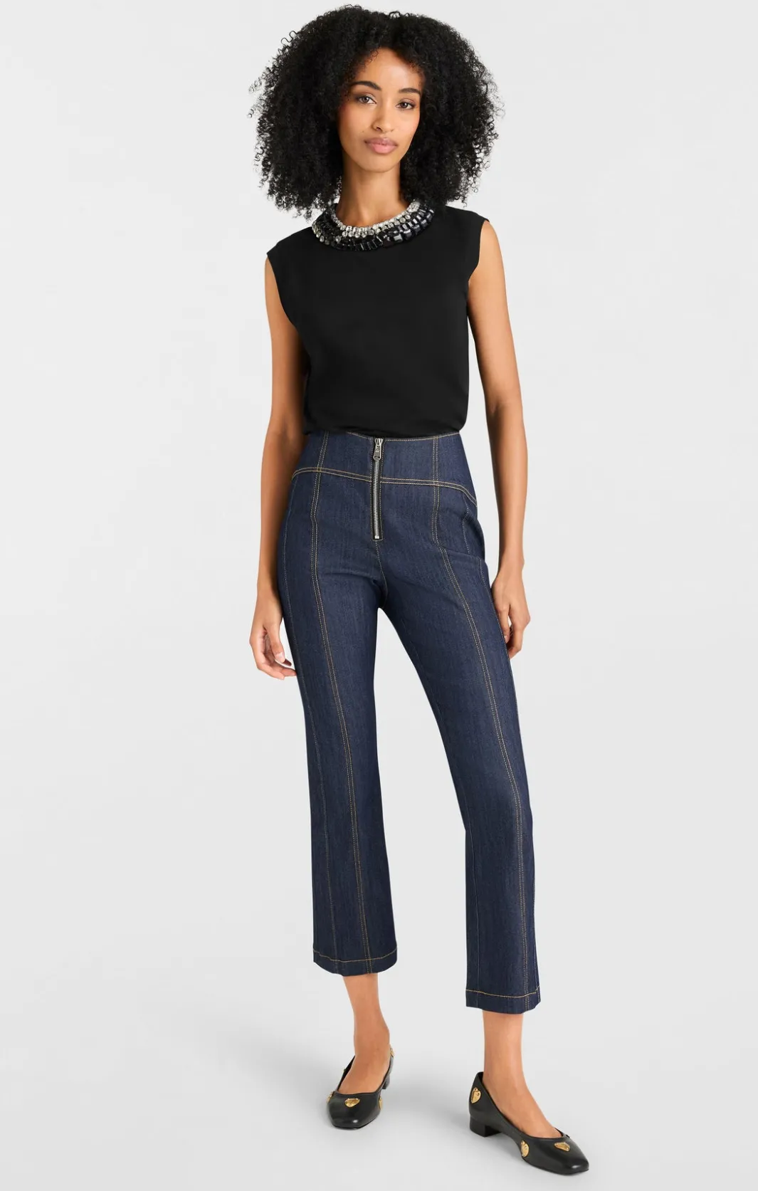 Tees & Pullovers<Cinq à Sept Chunky Rhinestone Embellished Tee Black/Clear