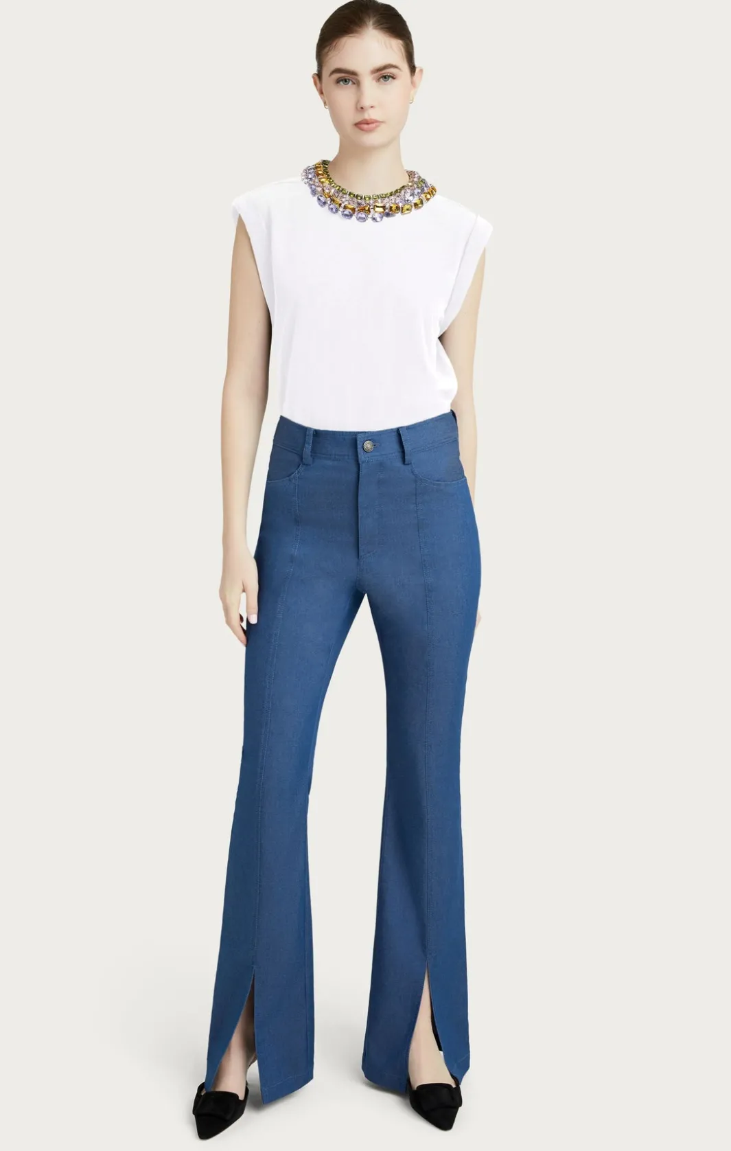 Tees & Pullovers<Cinq à Sept Chunky Rhinestone Embellished Tee White