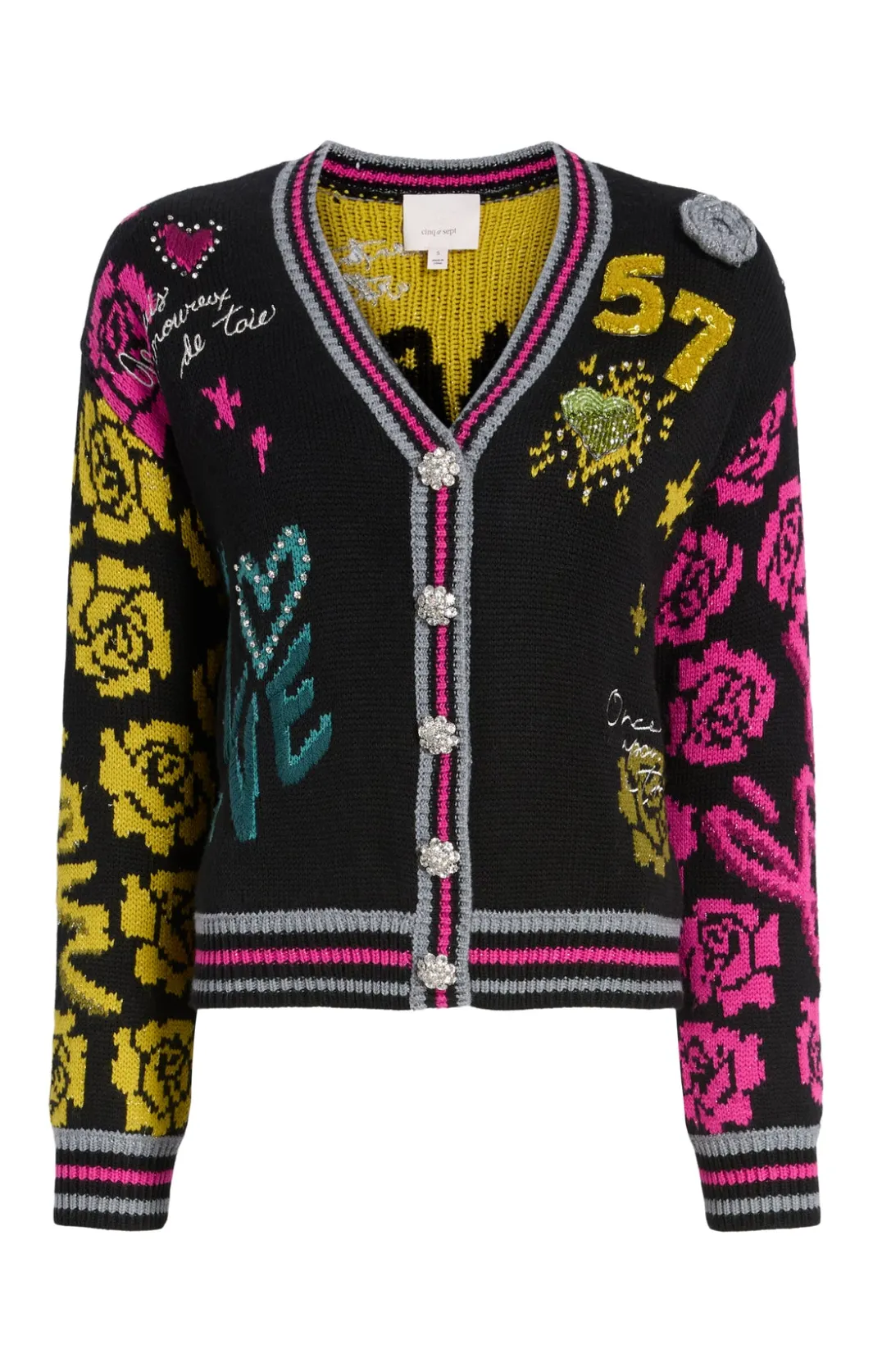 Sweaters & Knits | Sweaters & Knits<Cinq à Sept Collage Cardigan BlackMulti