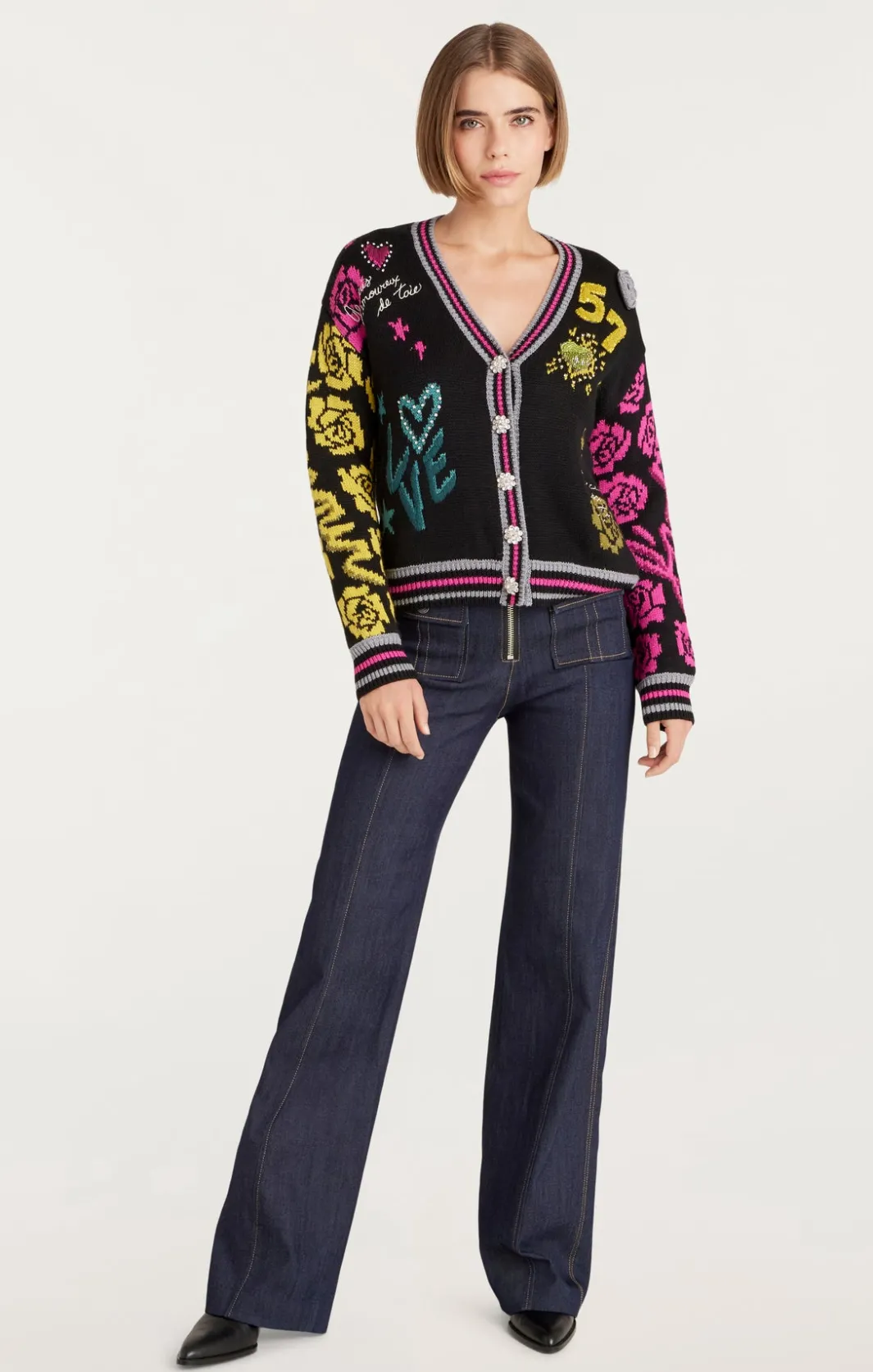 Sweaters & Knits | Sweaters & Knits<Cinq à Sept Collage Cardigan BlackMulti