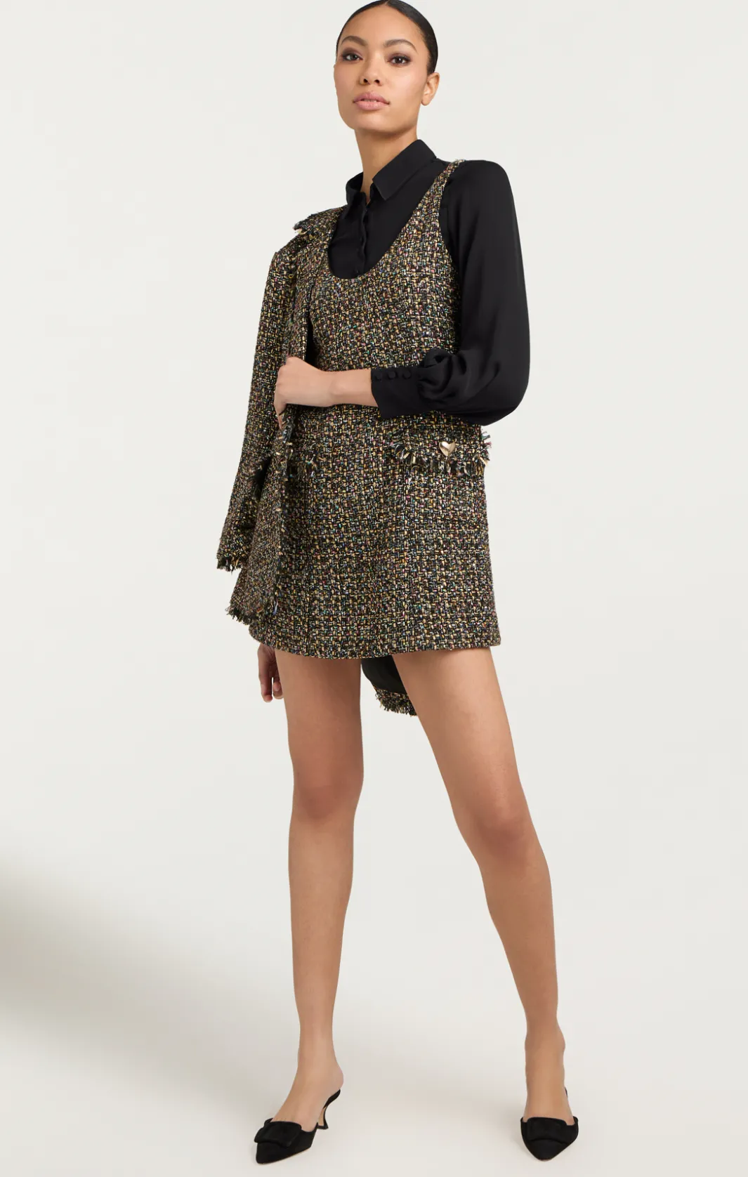Mini<Cinq à Sept Confetti Tweed Florianna Dress BlackMulti