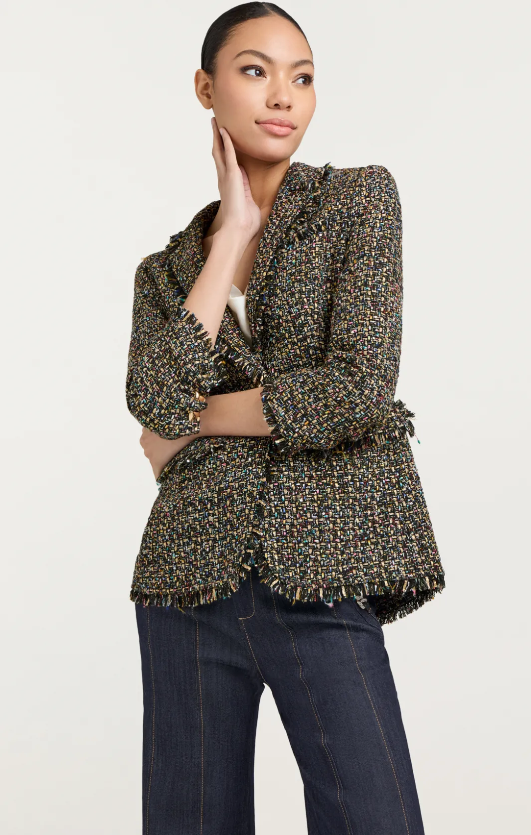 Jackets<Cinq à Sept Confetti Tweed Khloe Blazer BlackMulti