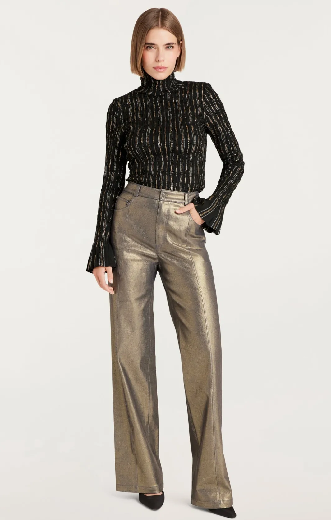 Long Sleeve Tops<Cinq à Sept Cooper Top Black/bronze