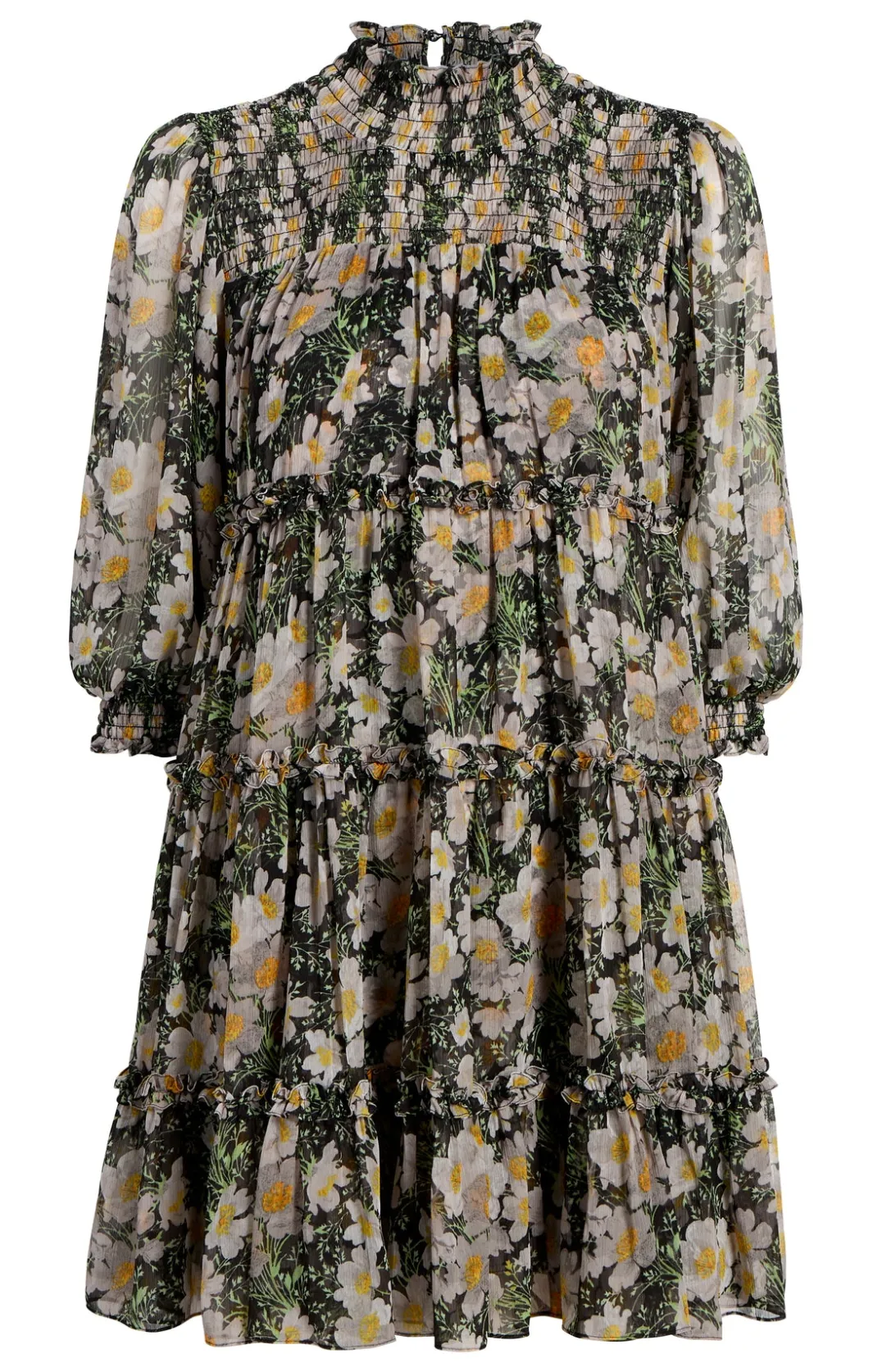Mini<Cinq à Sept Cosmo Flowers Olive Dress Black/LondonFog
