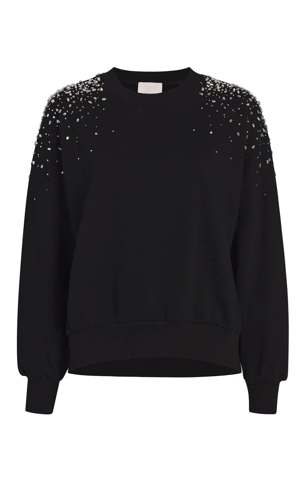 Long Sleeve Tops | Sweaters & Knits<Cinq à Sept Crackle Rhinestone Embellished Brandy Pullover Black
