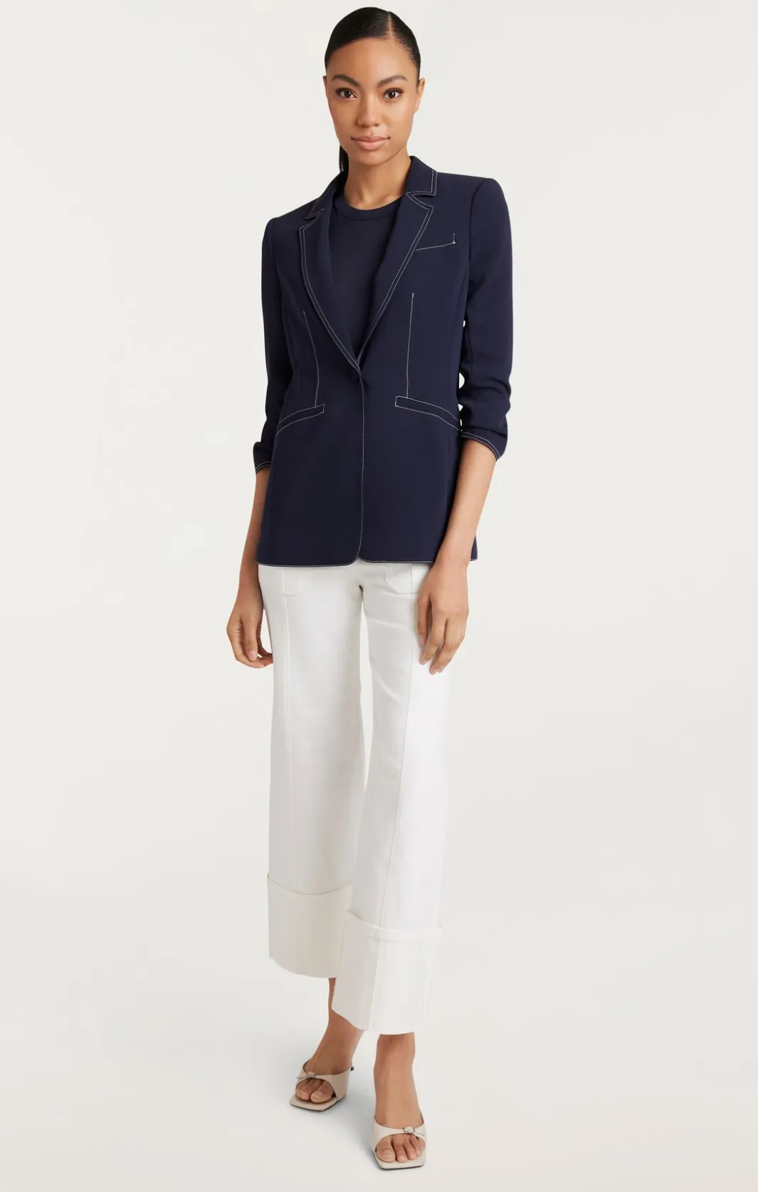 Blazers<Cinq à Sept Crepe Khloe Blazer Navy/Ivory