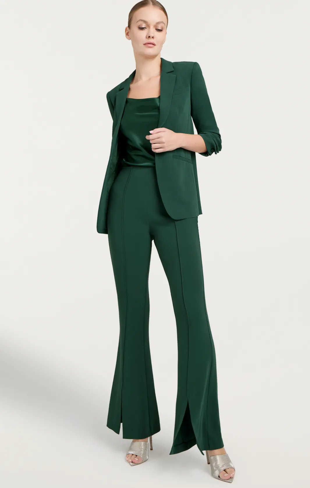 Jackets<Cinq à Sept Crepe Khloe Blazer DarkEmerald