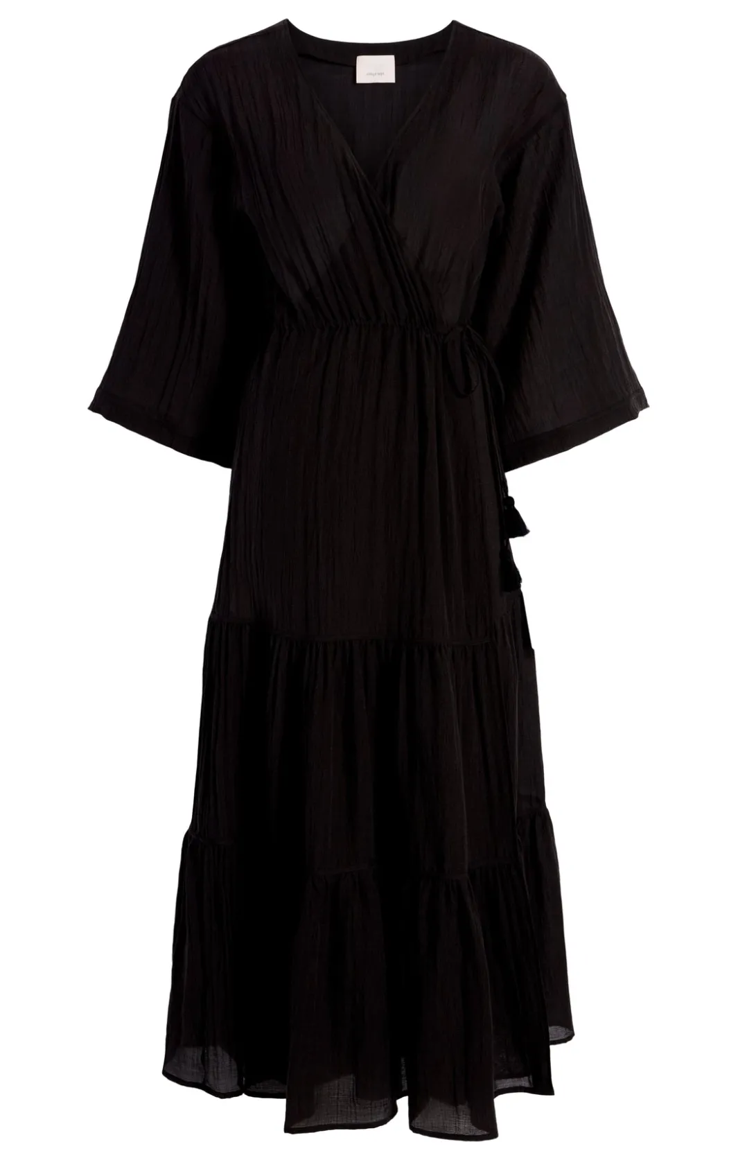 Midi<Cinq à Sept Crinkle Tencel Torey Dress Black