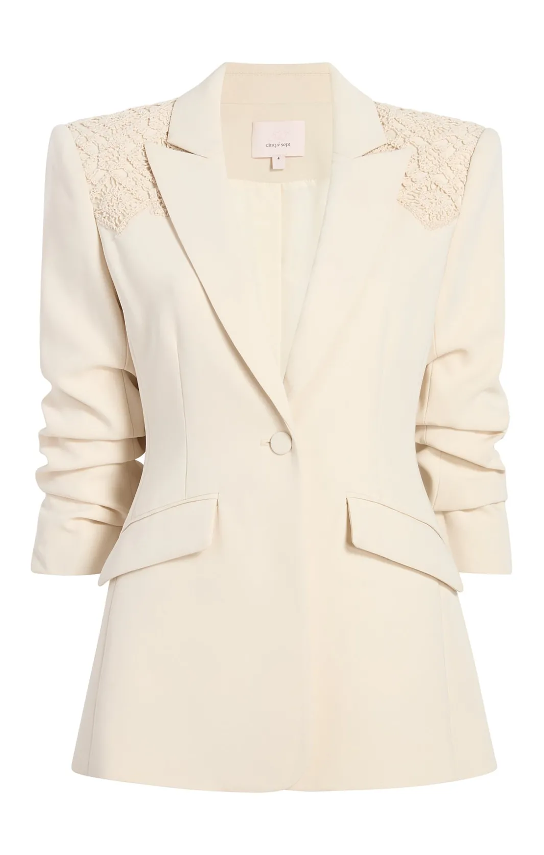 Jackets<Cinq à Sept Crochet Lace Scrunched Cheyenne Blazer LightPlaster