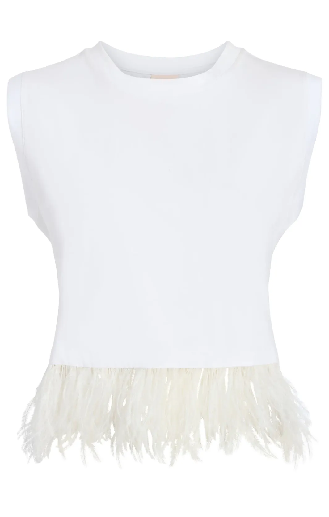Tees & Pullovers<Cinq à Sept Cropped Feather Tee White