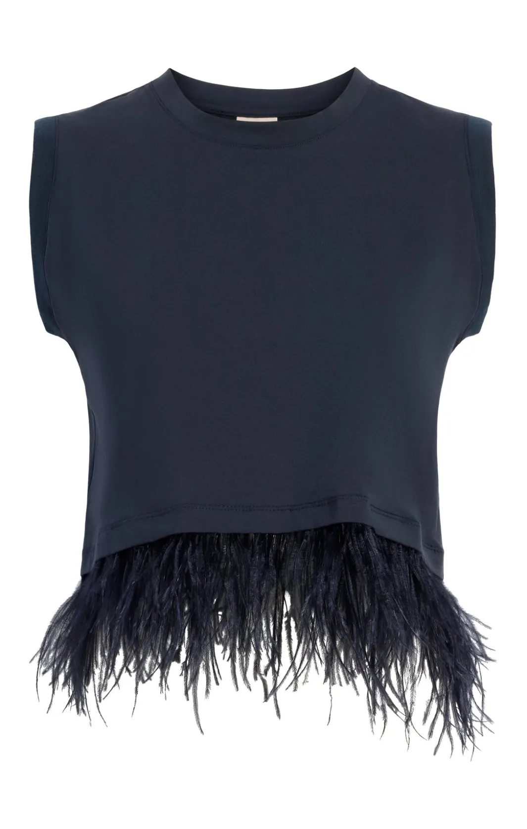 Tees & Pullovers<Cinq à Sept Cropped Feather Tee Navy