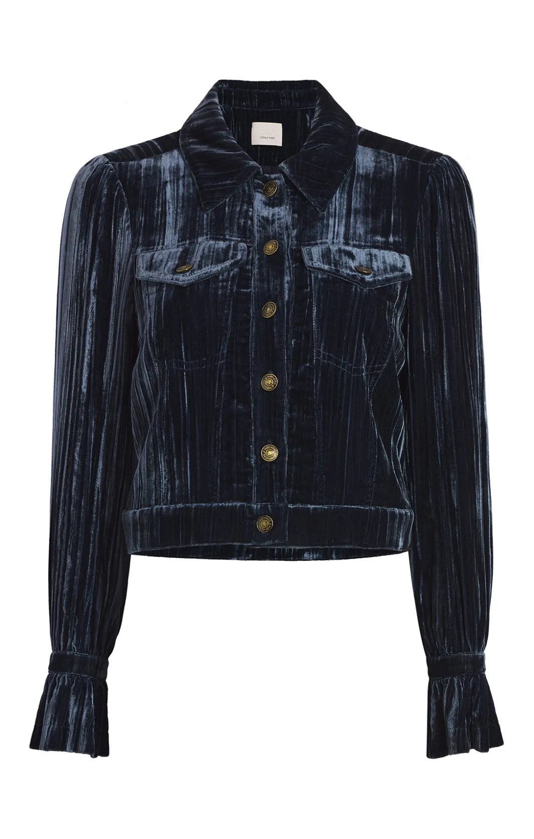 Jackets<Cinq à Sept Crushed Velvet Dillon Jacket PeacockBlue