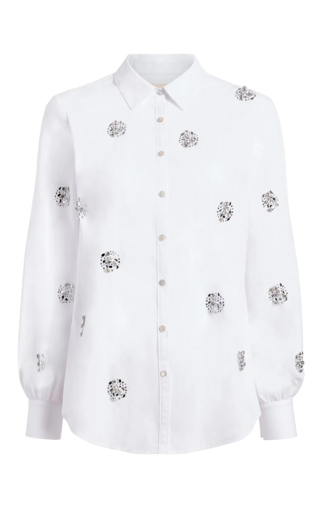 Long Sleeve Tops<Cinq à Sept Crystal Dot Tianna Top White
