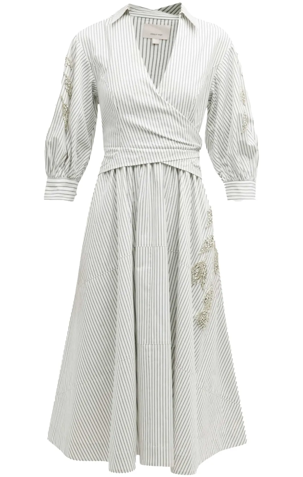 Midi<Cinq à Sept Crystal Floral Embellished Camron Dress Ivory/Navy