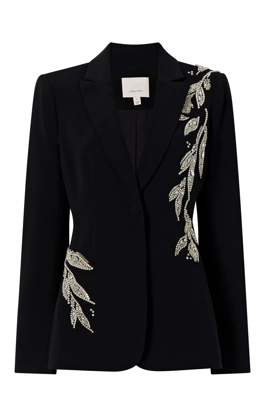 Jackets<Cinq à Sept Crystal Floral Embellished Cheyenne Blazer Black