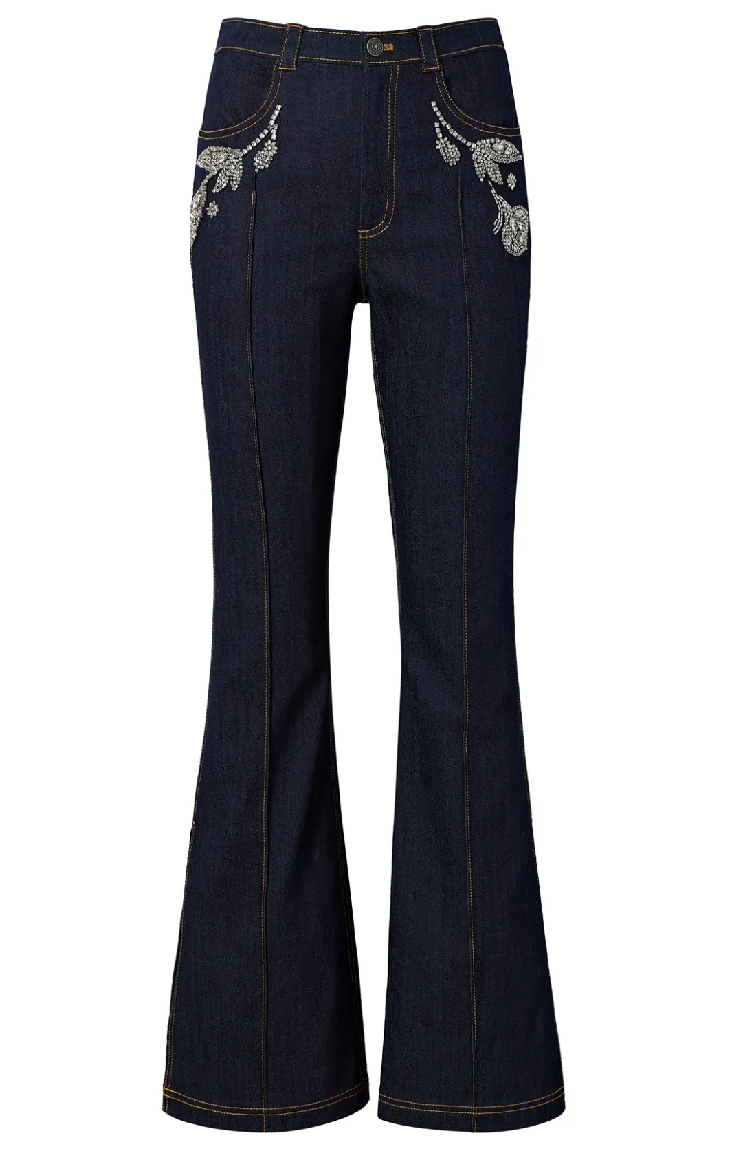 Pants | Denim<Cinq à Sept Crystal Floral Haylie Pant Indigo