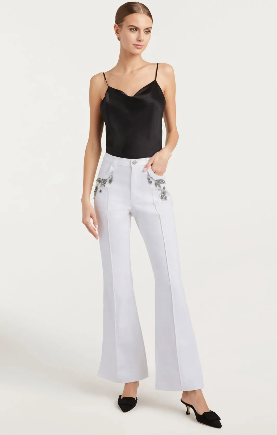 Pants | Denim<Cinq à Sept Crystal Floral Haylie Pant White