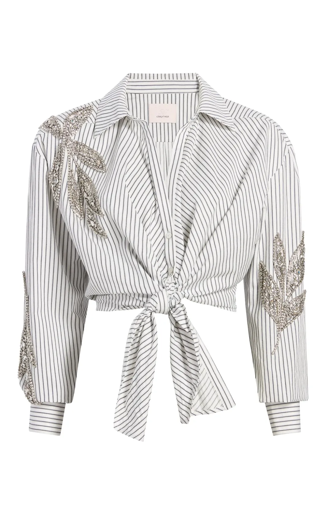 Long Sleeve Tops<Cinq à Sept Crystal Floral Marianna Top Ivory/Navy