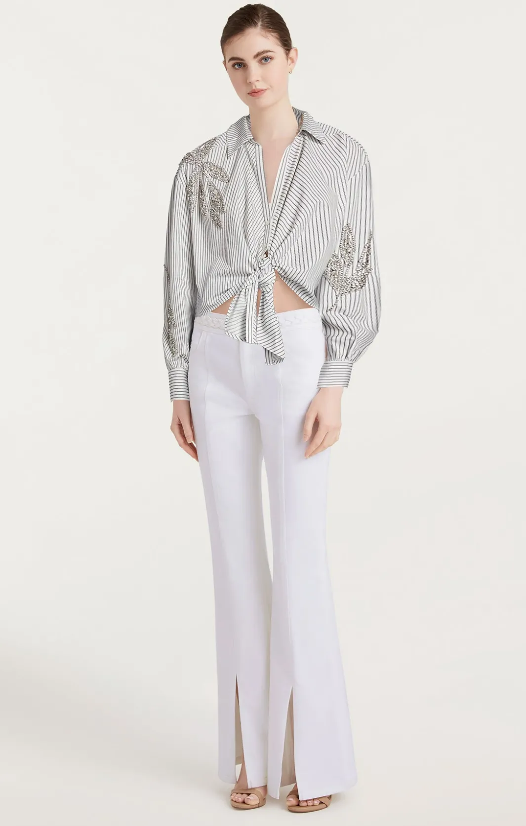 Long Sleeve Tops<Cinq à Sept Crystal Floral Marianna Top Ivory/Navy