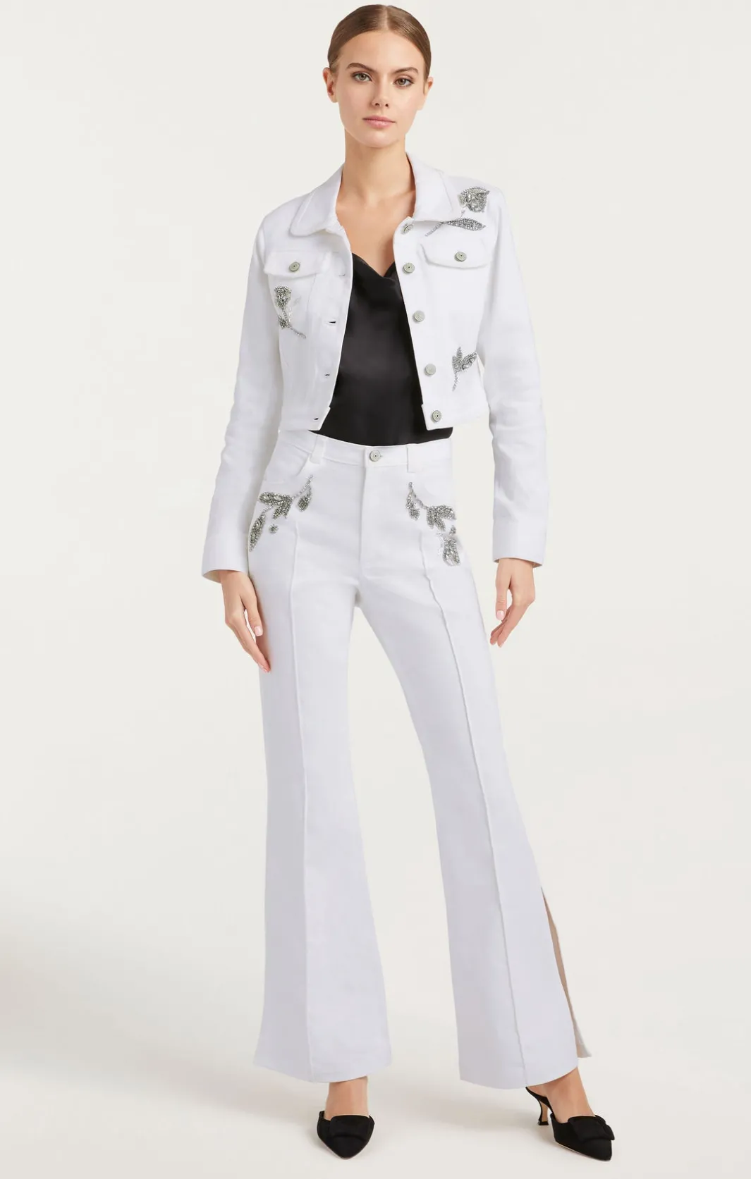 Jackets | Denim<Cinq à Sept Crystal Floral Regina Jacket White
