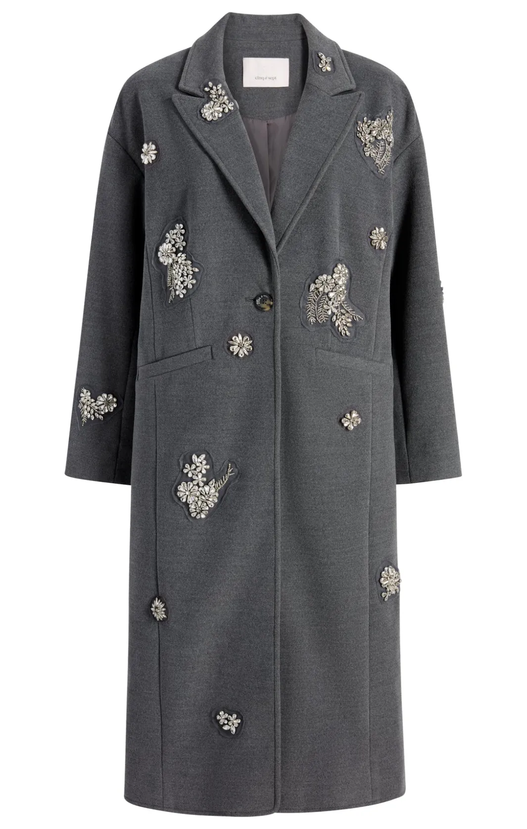 Outerwear<Cinq à Sept Crystal Ivy Gravis Coat HeatherGrey