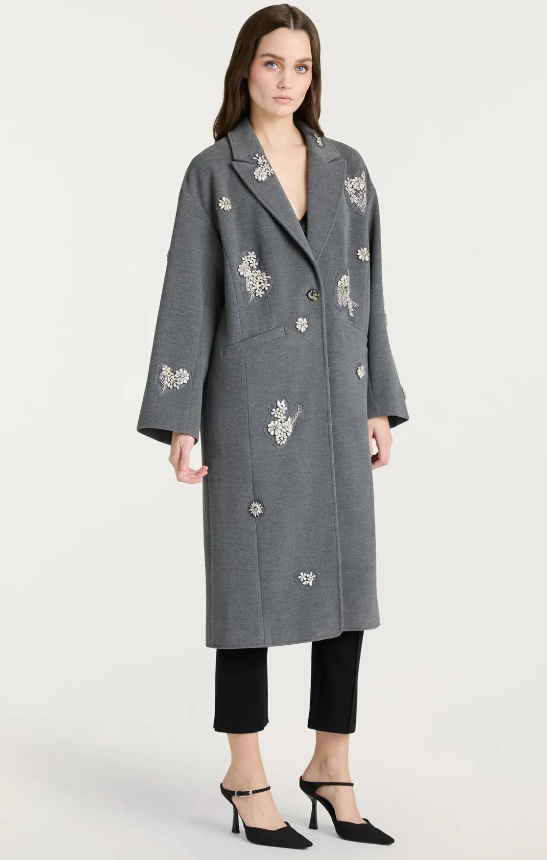 Outerwear<Cinq à Sept Crystal Ivy Gravis Coat HeatherGrey