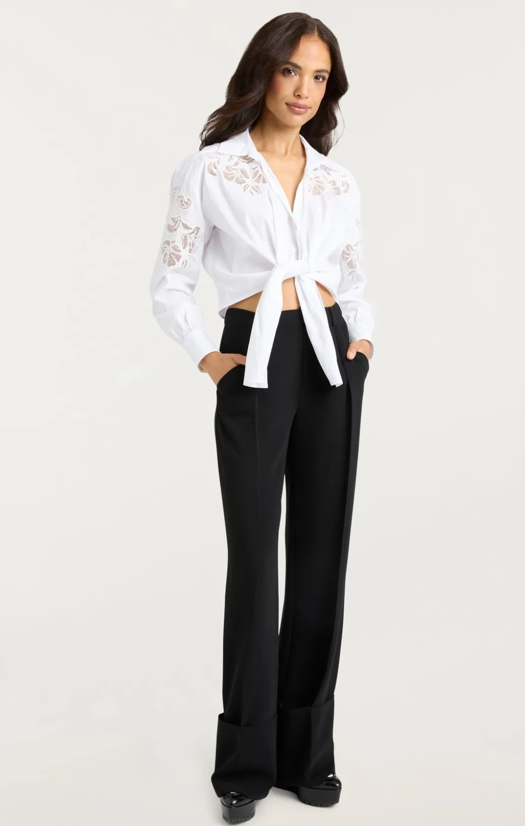 Long Sleeve Tops<Cinq à Sept Cutout Embellished Marianna Top White