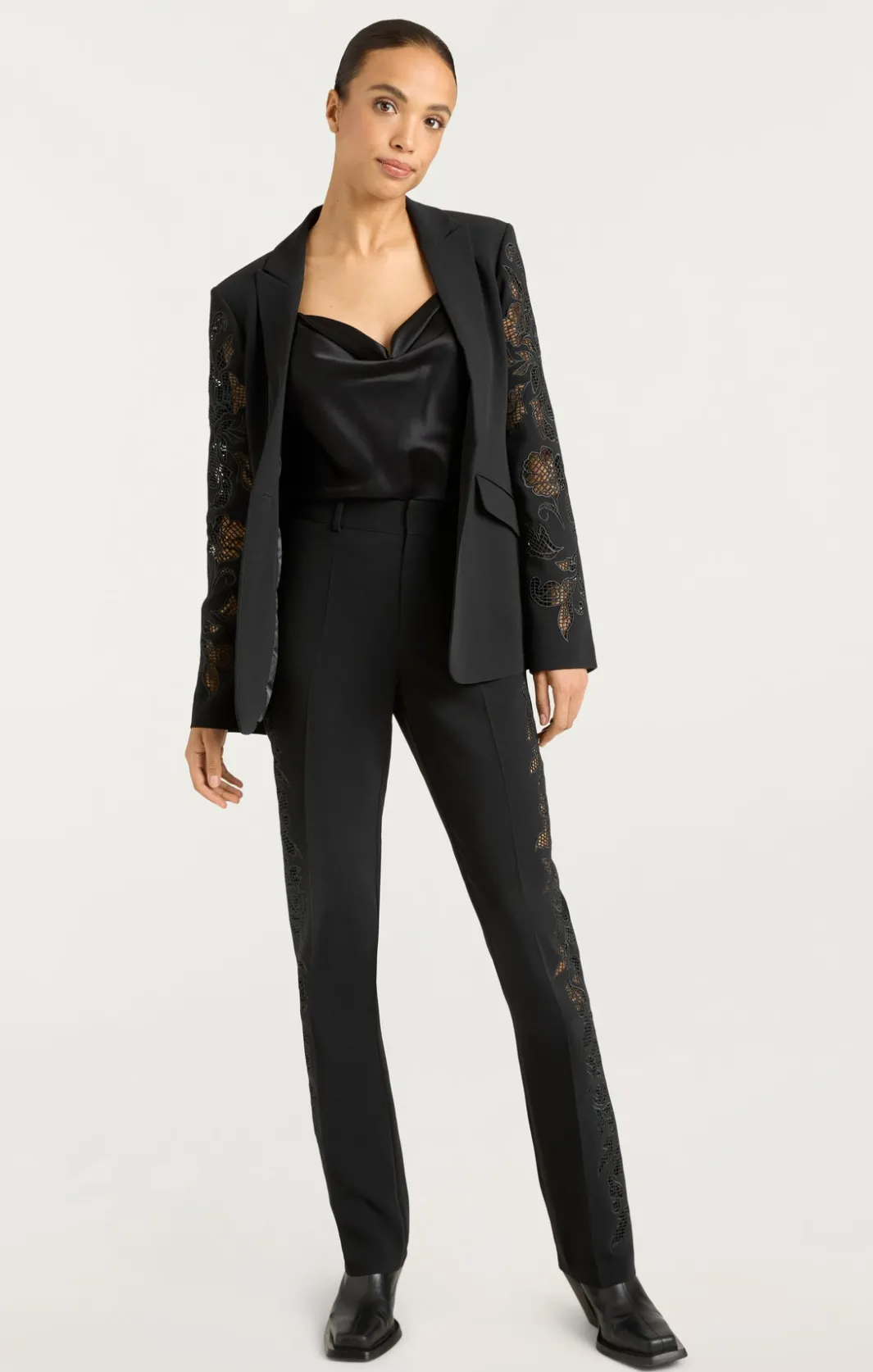 Pants<Cinq à Sept Cutout Paisley Embellished Kerry Pant Black