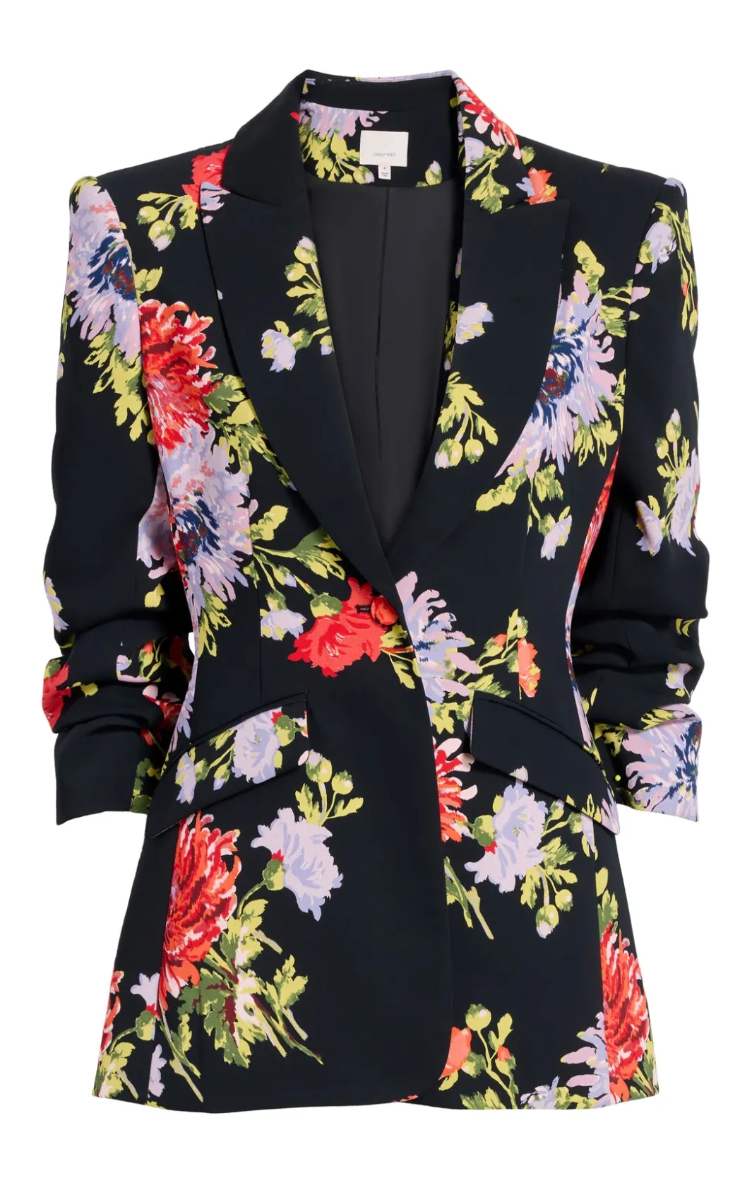 Jackets<Cinq à Sept Dark Chrysanthemum Scrunched Cheyenne Blazer BlackMulti