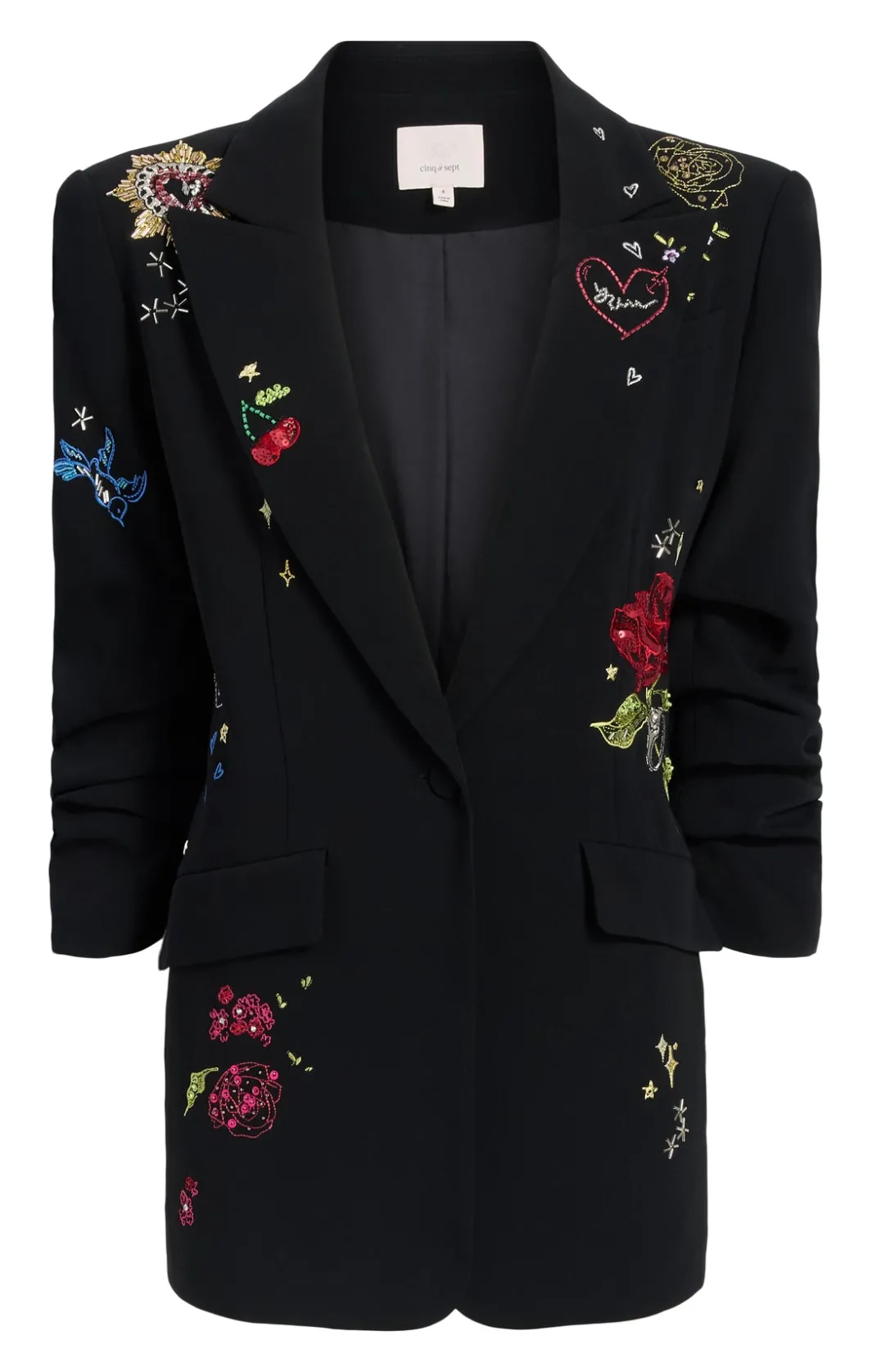 Jackets<Cinq à Sept Daydream Doodles Embellished Kelsa Blazer BlackMulti