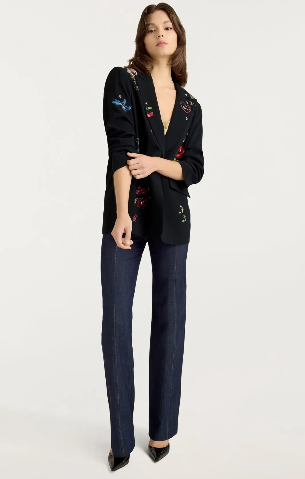 Jackets<Cinq à Sept Daydream Doodles Embellished Kelsa Blazer BlackMulti