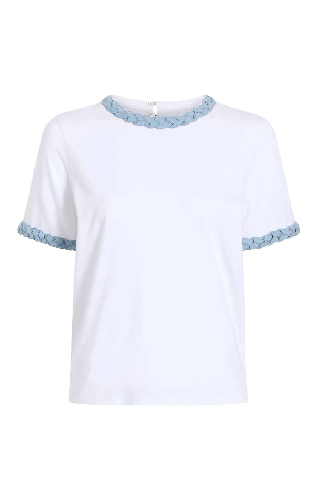 Tees & Pullovers<Cinq à Sept Denim Braided Tee White/LightWash