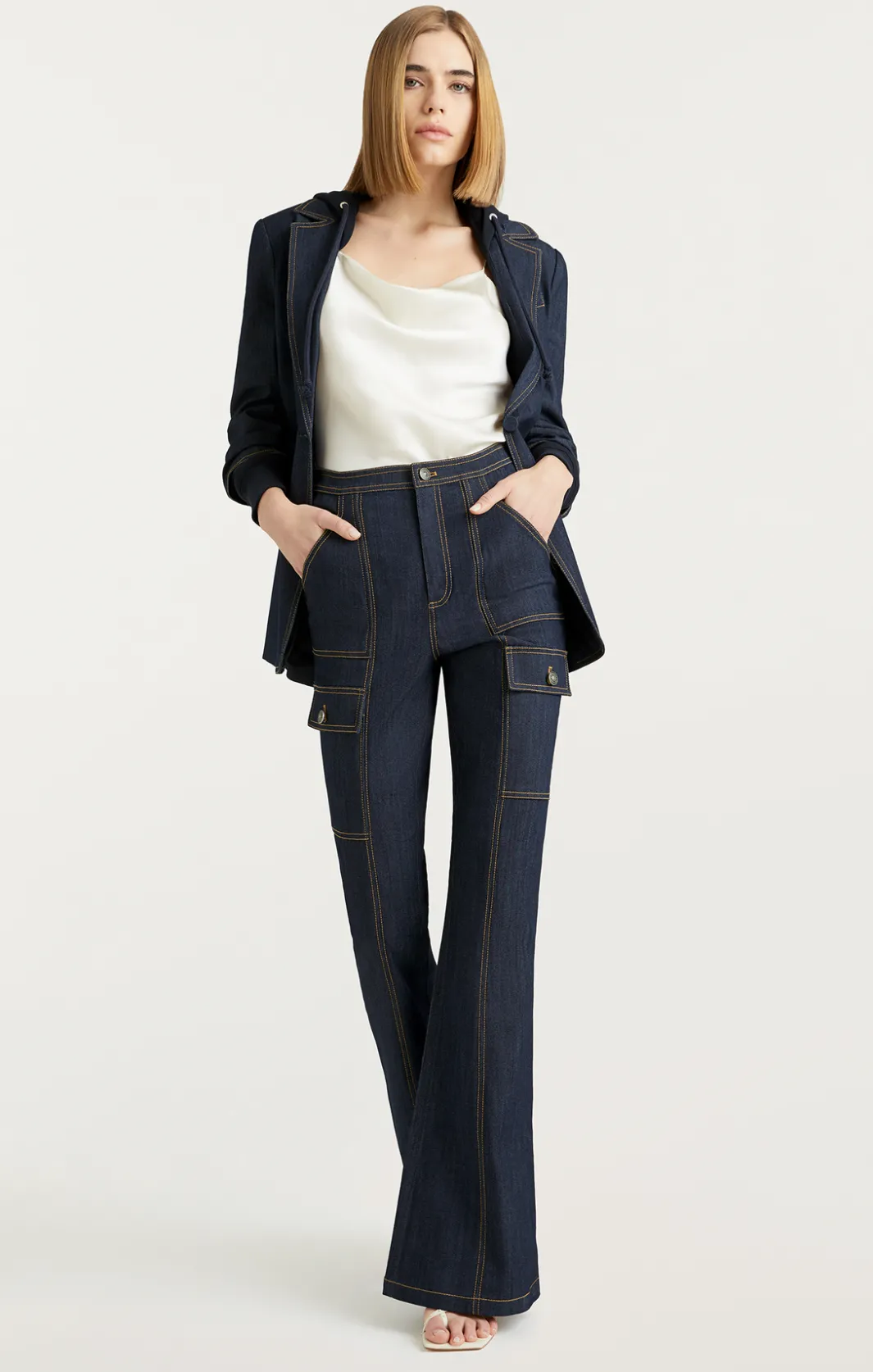 Jackets | Denim<Cinq à Sept Denim Hooded Khloe Blazer Indigo