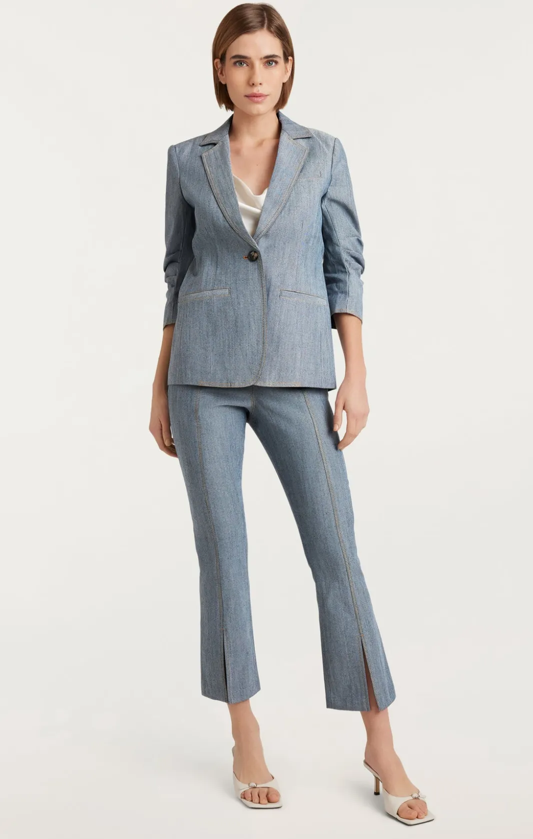 Blazers | Jackets<Cinq à Sept Denim Khloe Blazer LightIndigo