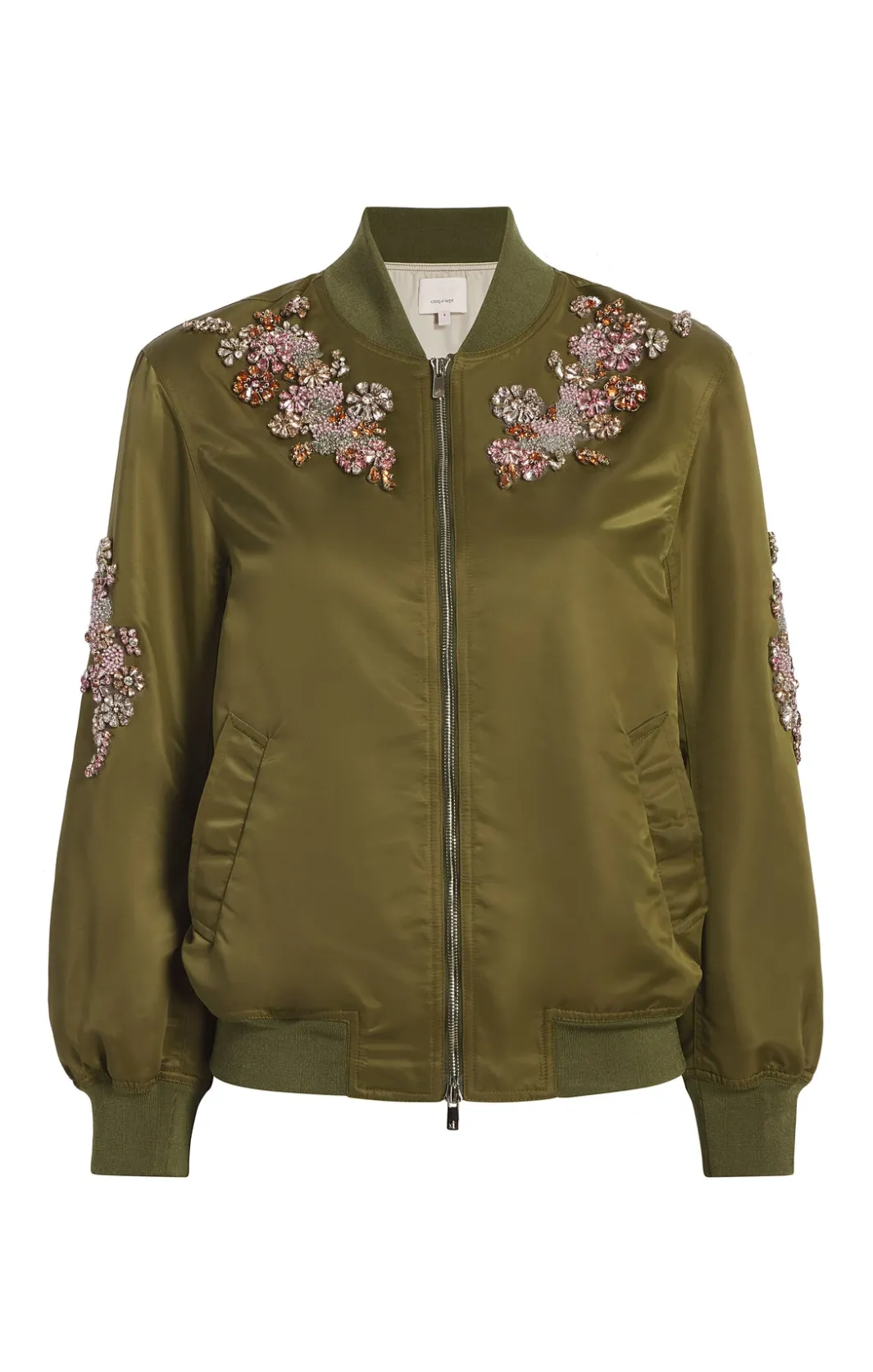 Outerwear<Cinq à Sept Diamond Daisies Embellished Talulla Bomber Olive